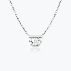 VRAI Diamond Semi-Bezel Necklace | Diamonds sustainably created by VRAI | 14k gold | Fine jewelry Bezel Necklace Diamond, Moon Necklaces, Half Moon Necklace, Jewellery Showroom, Bezel Necklace, Yellow Gold Setting, Accessories Jewelry Necklace, Diamond Shop, Moon Necklace