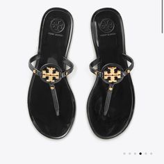 Brand New With Box - Size 7 Black Tory Burch Sandals Outfit, Tory Burch Sandals Outfit, Tory Burch Miller Sandals Black, Black Tory Burch Sandals, Gold Espadrilles, Tory Burch Flip Flops, Pretty Sandals, Pretty Shoes Sneakers, Miller Sandal