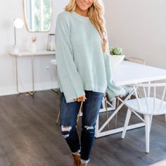 Fit & Details: True To Size With Good Stretch. Plush Knit Material Round Neckline Drop Shoulder Sleeves Sage Sweater, Cold Sweatshirt, Weekend Sweatshirt, Lily Blue, Pink Lily Boutique, Brown Sweatshirt, Fur Hoodie, White Camo, Fall Clothing