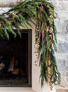 Faux 6' Cedar Twig Garland – House of Jade Home Winter Fall Decor, Christmas Mantel Garland Michaels Stores, Christmas Mantle Garland One Side, Decorated Christmas Garland, Mantel Garland Christmas Diy, Natural Garland Christmas, Garland Archway Christmas, Arhaus Christmas, Christmas Card Holder Ideas