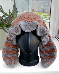 crochet orange and gray bunny bucket hat Marceline Crochet, Bunny Bucket Hat, Bunny Hat Crochet, Crochet Bunny Hat, Gray Bunny, Bright Outfit, Handmade Bunny, Crochet Mermaid, Bunny Hat