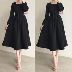 Retro Pin Up, Muslim Fashion Outfits, Womens Vintage Dresses, Black Dresses Casual, Modest Fashion Outfits, Looks Chic