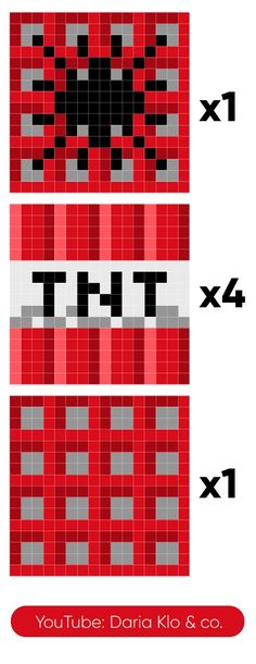 the instructions for how to make a pixellated pattern with different colors and sizes, including red