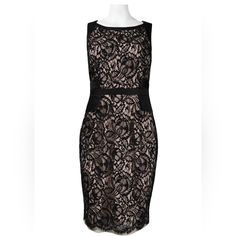 Sleeveless Waist Detail Floral Lace Sheath Dress. Lined. By Theia. Available Colors: Black Fabric: Lace. Final Sale Theia Dresses, Lace Sheath Dress, Size 6 Dress, Black Cream, Black Fabric, Sheath Dress, Floral Lace, Final Sale, Colorful Dresses