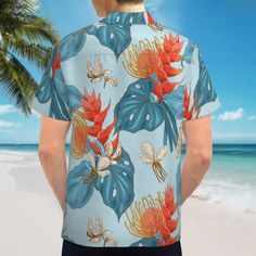 Immerse yourself in the laid-back vibes of the tropics with our Hawaiian Shirt for Men – a perfect blend of style and comfort for your Spring and Summer wardrobe. This Blue Hawaiian Shirt boasts a light blue leaf print combined with a vibrant tropical red floral pattern print, creating a refreshing and eye-catching design.Crafted from 100% polyester, this Hawaiian Top ensures a comfortable fit for all-day wear. The absence of a pocket adds to the sleek and modern aesthetic, making it an ideal choice for casual outings, vacations, or leisurely strolls on warm days.Make a style statement with this Floral Hawaiian Shirt, perfect for pairing with shorts or jeans. Whether you're planning a beach vacation or simply want to infuse your wardrobe with a touch of the tropics, this Blue Red Tropical Blue Hawaiian Shirt With Hibiscus Print For Summer, Blue Hawaiian Shirt With Hibiscus Print For Beach, Light Blue Hawaiian Shirt For Summer Beach, Tropical Blue Shirt For The Beach, Tropical Blue Shirt For Beach, Blue Tropical Shirt For The Beach, Blue Hawaiian Shirt With Tropical Print, Blue Hawaiian Camp Shirt With Hibiscus Print, Blue Tropical Print Hawaiian Shirt With Camp Collar