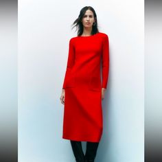 New With Tags. Love It, Just Did Not Have A Chance To Wear It! Chic Red Sweater Dress For Party, Red Sweater Dress For Spring Party, Red Stretch Midi Dress For Work, Red Spring Sweater Dress, Elegant Red Knee-length Sweater Dress, Red Knee-length Sweater Dress For Spring, Casual Red Midi Dress For Fall, Red Casual Midi Dress For Fall, Red Midi Dress For Work In Fall