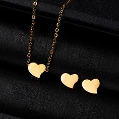 Classic Stainless Steel Pendant Necklace Earrings Sets – Gofaer Finds store! Earrings Sets, Heart Butterfly, Flower Party, Gold Chain Jewelry, Butterfly Flower, Butterfly Flowers, Stainless Steel Pendant, Chain Jewelry, Pretty Jewellery