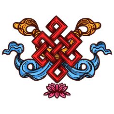 an image of a cross with two snakes and flowers in the center on a white background