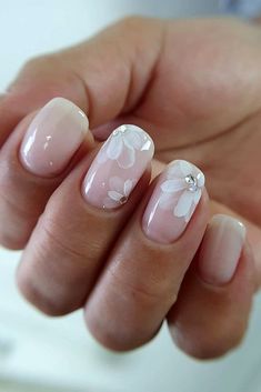 Pink And White Nails, Pink Wedding Nails, Wedding Day Nails, Bridal Nails Designs, Wedding Nail Art Design, Unghie Nail Art, Nail Art Wedding, Bride Nails