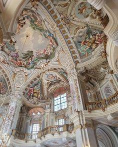 an ornately painted ceiling in a church