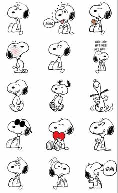 the peanuts characters are drawn in different ways