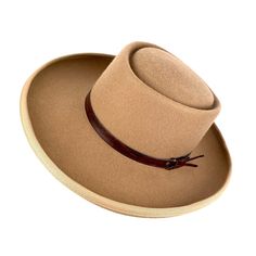 Gambler fedora hat. Large brim fedora made with camel merino wool felt capeline weighing 200 grams (7.1 ounces). It is a high quality felt that retains the shape of the hat. Ecoleather belt trimming. If you want, you can choose a different color for your hat by choosing from the wool felt color chart. Write me a brief note of the color you want when ordering. This hat is exactly the same as my other listing: https://www.etsy.com/listing/1106697082/gambler-cowboy-hat-telescope-hat-camel?ref=shop_ Brown Curved Brim Top Hat For Ranch, Brown Top Hat With Curved Brim For Rodeo, Western Style Brown Top Hat With Curved Brim, Brown Wide Brim Top Hat For Ranch, Adjustable Fur Felt Boater Hat For Fall, Classic Beige Fedora Felt Hat, Beige Wool Fedora With Curved Brim, Beige Wide Brim Boater Hat For Fall, Winter Beige Flat Brim Fedora