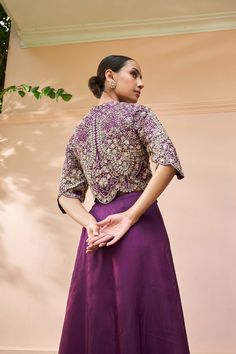 A mulberry silk skirt and top set for a perfect Wedding Guest look. Silk Skirt And Top, Personal Shopping Service, Skirt And Top Set, Skirt And Top, Wedding Guest Looks, French Knots, Purple Fabric, Top And Skirt, Silk Skirt