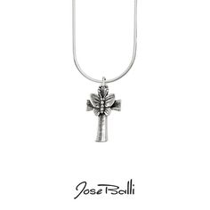 An elegant butterfly gently rests on top of a cross. Part of the wing & a prayer collection. |$60.00| · Sterling silver · Size 7/8"L x 1/2"W · Chain sold separately · Made in New Orleans · 1 year warranty · Complimentary gift packaging · Free shipping · Free catalog · Free postcard designed by Jose · Free biography card about Jose Free Postcards, Free Catalogs, Postcard Design, Gift Packaging, Cross Pendant, Cross Necklace, Silver Necklace, Chain, Sterling Silver