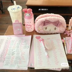 Hello Kitty Studying, Studera Motivation, Pretty School Supplies, Cute Stationary School Supplies, Aesthetic Notes, Cute School Stationary, Pink Life