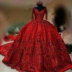 Quencinera Ideas, Vestido Charro, Red Ball Gowns, Red Quince, Beaded Lace Wedding Dress, Red Quinceanera Dresses, Red Ball Gown, Dress Train, Pretty Quinceanera Dresses