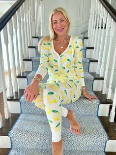 Lemon Zest Pajama Set Cozy Spring Loungewear Sleepwear, Cozy Spring Sleepwear For Lounging, Cozy Sleepwear For Spring Lounging, Cozy Spring Sleepwear For Overnight, Cozy Sleepwear For Overnight In Spring, Cozy Spring Lounging Sleepwear, Fitted Casual Sleepwear, Comfortable Fitted Sleepwear For Loungewear, Summer 25