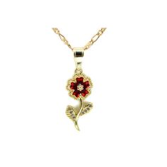 Red Flower Necklaceflower Pendant Pendant And Necklace 24k Gold Filled Pendant Measures 1 1/2" Necklace Measures 22" Cadena De Flor Rojamedalla De Flor Roja Es De 24k Oro Laminado Medalla Mide 1 1/2" Cadena Mide 22" Gold Flower Necklace For Valentine's Day, Red Flower Pendant Jewelry For Mother's Day, Red Flower Pendant Necklace For Mother's Day, Elegant Red Flower Charm Necklace, Gold Flower Pendant Necklace For Valentine's Day, Elegant Red Flower Necklace With Charm, Mother's Day Red Flower Pendant Necklace, Gold Flower Charm Necklace For Valentine's Day, Gold Flower Necklace With Charm For Valentine's Day