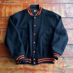 Butwin "Prep" Black and Orange Letterman Jacket (One Size) Lining: 100% Nylon, Made in the U.S.A.  Measurements  Pit to Pit: 22"  Collar to Bottom: 23.5"  We do our best to show all flaws of any garment through the pictures. Please check pictures for condition.    Exported By ExportYourStore :) Orange Letterman Jacket, Letterman Jacket, Black And Orange, Festival Season, Favorite Outfit, Mens Jackets, Art Collection, Bathing Beauties, Jackets & Coats