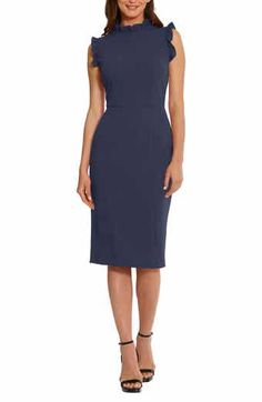 Maggy London Sleeveless Wrap Knee Length Dress | Nordstromrack Sleek Sleeveless Midi Dress With Side Slits, Fitted Sleeveless Midi Dress With Side Slits, Sleeveless Midi Dress With Flattering Cut, Stretch Sleeveless Dress With Side Slits, Sleek Workwear Dresses With Side Slits, Sleek Work Dresses With Side Slits, Sleeveless Elastane Bodycon Dress For Work, Workwear Dresses With Side Slits, Sleeveless Sheath Dress For Workwear