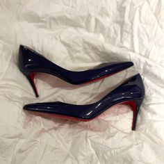 Authentic Christian Louboutin Iriza Patent Leather Heel - In A Rich Midnight Blue/Deep Purple Colorway. Such A Unique Color For The Iconic Shoe Yet So Wearable. Iriza Louboutin, Christian Louboutin Iriza, Patent Leather Heels, Christian Louboutin Shoes, Deep Purple, Unique Colors, Midnight Blue, Shoes Women Heels, Patent Leather