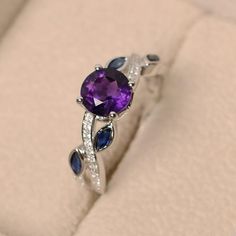 Amethyst ring leaf ring multistone ring sterling silver | Etsy Elegant Purple Crystal Ring With Accent Stones, Elegant Purple Birthstone Ring With Gemstone Accents, Elegant Purple Birthstone Ring With Center Stone, Elegant Amethyst Crystal Ring Round Cut, Elegant Purple Sapphire Ring With Gemstone Accents, Elegant Purple Birthstone Ring With Accent Stones, Elegant Purple Solitaire Birthstone Ring, Elegant Purple Birthstone Ring With Round Cut, Elegant Purple Round Cut Birthstone Ring