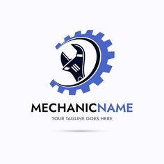 mechanical logo design with gear wheels and wrench