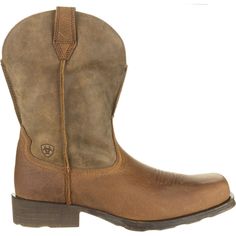 When you need function, fashion, and comfort all in one package, the Ariat Men's Rambler Boot delivers. The distressed leather provides a pre-worn look without any actual wear and tear, while the sleek style forgoes fancy buckles and patterns. The durable leather upper is set on top of the ATS midsole that delivers all-day comfort. The ATS midsole consists of a gel-cushioned footbed combined with a heel stabilizer for comfort you can feel. To keep you on the straight and narrow, Ariat used its Rustic Leather Boots For Outdoor Work, Rugged Leather Ranch Boots, Rugged Sturdy Leather Boots, Leather Western Boots For Outdoor Work, Sturdy Leather Boots With Snip Toe, Classic Sturdy Outdoor Boots, Rugged Formal Boots With Reinforced Toe, Rustic Leather Work Boots With Reinforced Heel, Western Style Leather Work Boots For Outdoor