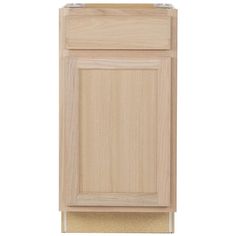 a wooden cabinet with two doors and no drawers on the bottom, against a white background