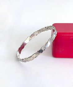 Solid Sterling Silver Vintage Bangle Bracelet Old Mexican - Etsy Photographing Jewelry, White Gold Bangle, Vintage Bangle Bracelets, Medium Hoop Earrings, The Bangles, Silver Bangle Bracelet, Sterling Silver Bangle Bracelets, Vintage Bangles, Elegant Bracelet