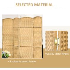 an image of woven bamboo screen with text describing the different materials used in this project