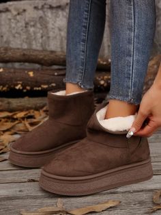 Women's Western Style Waterproof Ankle Boots & Short Boots For Outdoor Snow Camping, Warm & Anti-Slip, Fashionable & Comfortable, Versatile Brown     Plain    Women Shoes, size features are:Bust: ,Length: ,Sleeve Length: Snow Camping, Brown Plain, Snow Boots Women, Winter Snow Boots, Outdoor Woman, Short Boots, Casual Shoes Women, Western Style, Maternity Bag