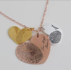 image 5 Finger Print Necklace, Fingerprint Memorial Necklace, Customized Heart Necklace For Anniversary/mother's Day, Engraved Charm Necklaces For Wedding, Mother's Day, Fingerprint Pendant, Fingerprint Heart, Handwriting Jewelry, Mother Christmas Gifts, Silver Heart Pendant