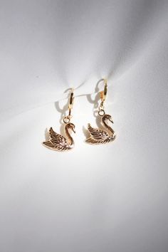 Gold Swan Earrings Stackable Hugger Hoops Boston Themed Gift for Swan Boat Lover Rustic Romantic Jewelry Coquette Aesthetic Charm Earrings - Etsy Swim Ear, Swan Boat, Swan Earrings, Jewelry Coquette, Gold Swan, Bird Birthday, Romantic Jewelry, Romantic Jewellery, Earrings Etsy