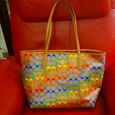 This Is A Large Coach Tote Can Be Used As An Over Night Bag Or Work Tote. I Love This Bag A Little Too Large For Me. Designer Multicolor Bags For Errands, Designer Multicolor Shoulder Bag For Everyday, Luxury Multicolor Everyday Bags, Coach Multicolor Shoulder Bag For Everyday, Coach Multicolor Everyday Bag, Coach Multicolor Rectangular Bag, Multicolor Rectangular Coach Bags, Designer Multicolor Shoulder Bag For Shopping, Designer Multicolor Everyday Bag