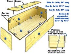 the diagram shows how to build a storage bench