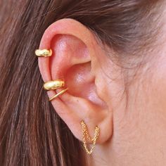 No piercing, no worries!  For an edgy, different look. Simply put your ear cuffs on (stacked or alone) and head out.  It is as simple as that.  Details * All components come in one of your choices: sterling silver rose gold vermeil, or gold vermeil (rose or gold plated over sterling silver). * Cuff thickness: 4mm. * Cuff diameter: 10mm * Comes beautifully packaged, in our branded Tiny Jewelry Box. Perfect for gift-giving, OR treat yourself!  For more designs, please browse my store here https:// Trendy Nickel-free Ear Cuff As Gift, Trendy Nickel-free Ear Cuff For Gift, Trendy Pierced Ear Cuff For Everyday, Trendy Small Hoop Single Ear Cuff, Trendy Everyday Pierced Wrap Earrings, Trendy Hypoallergenic Ear Climbers For Everyday, Trendy Everyday Hypoallergenic Ear Climbers, Trendy Adjustable Pierced Ear Climbers, Trendy Hoop Ear Cuff For Pierced Ears