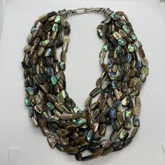 One Of A Kind 10 Strands Of Colorful Abalone, Sterling Silver Clasp. Gorgeous Colors! Beach Abalone Shell Beaded Necklace, Bohemian Handmade Abalone Shell Necklace, Elegant Abalone Shell Necklace, Bohemian Abalone Shell Necklace, Bohemian Abalone Shell-shaped Jewelry, Beads Necklace, Multi Strand, Womens Jewelry Necklace