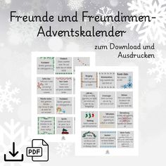 an advert for the german language book, with snowflakes in the background