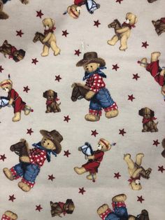 the fabric has teddy bears and stars on it