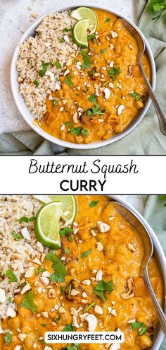 butternut squash curry Easy Vegetable Curry, Squash Curry, Butternut Squash Curry, Peanut Curry, Vegan Butternut Squash, Butternut Squash Cubes, Butternut Squash Recipes, Roasted Squash, Vegetable Curry