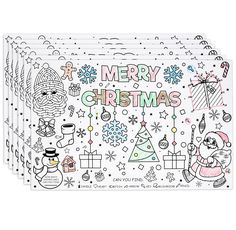 PRICES MAY VARY. Pack of 50 rectangle disposable Christmas paper activity place mats. Keep kids engaged and having fun this Christmas! They can custom color their place mats plus there are special activities and games like connect the dots, hidden pictures, Tic Toe, how many snowflakes can you find and a maze to keep them entertained for hours. Are your kids always finishing dinner before you want them to get up from the table? Or are they antsy waiting for dinner to get ready? The Christmas Activity Place mat helps entertain kids while they sit quietly at the table on Christmas Day! It's easy to bring the spirit of Christmas indoors for your party with these color your own Christmas table mats. Activity Place mats are a fun and easy way to keep kids entertained! These place-mats are perfe Christmas Place Mats, Santa Coloring, Winter Table Setting, Christmas Table Mats, Kids Mess, Christmas Tree Table, Christmas Tree On Table, Christmas Place, Merry Christmas Tree