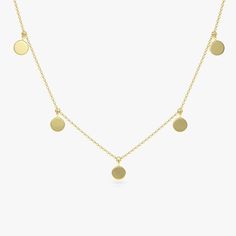 Made to Order. 
Gold Kt: 14K
Available Gold Color: Rose Gold, Yellow Gold, White Gold
Size of Disc - 5MM Diameter
Number of Discs: 9 Discs total on the Necklace
Ready to Ship in 7-10 Days Dainty Round Disc Coin Necklace For Everyday, Dainty Gold Circle Coin Necklace, Delicate 14k Gold-filled Yellow Gold Coin Necklace, Nickel-free Gold Round Disc Coin Necklace, Nickel-free Yellow Gold Round Disc Necklace, Jewelry Safe, Disc Necklace, Elegant Necklaces, Matching Bracelets