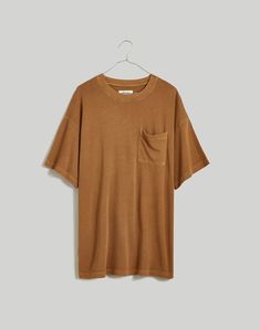 Garment-Dyed Oversized Pocket Tee Oversized Brown T-shirt For Everyday, Oversized Acid Wash T-shirt For Everyday, Oversized Soft-washed Faded Tops, Pre-washed Relaxed Fit T-shirt, Oversized Washed T-shirt For Fall, Oversized Acid Wash T-shirt For Fall, Everyday Relaxed Fit Pre-washed T-shirt, Everyday Pre-washed Relaxed Fit T-shirt, Relaxed Cotton T-shirt With Distressed Details