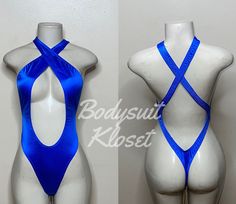 Welcome to my shop Let's Make Money Together 💕 DETAILS  * Handmade Item  * Materials: Nylon, Spandex * Crossed Over Bodysuit  * Never used  DESCRIPTION  * Thong Bodysuit  * Royal Blue Shiny Spandex * 4 way stretch Fabric  * Mannequin is wearing  XS/Small (may choose sizing at checkout)  SHIPPING  My current shipping turnaround is really quick 1 to 2 days  RETURNS & EXCHANGES  No refunds or exchanges if you have any issues with your purchase please feel free to reach me personally. I can accommo Club Attire, 4 Way Stretch Fabric, Rave Outfits, Womens Bodysuit, Catsuit, Dance Wear, Make Money, Stretch Fabric, Royal Blue