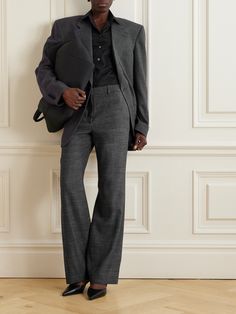 Impeccable tailoring is at the core of every The Row collection - the brand is even named after London's bespoke suiting street, Savile Row. Made from wool, these 'Gandal' pants have a mid-rise waist and pressed creases through the straight legs. Wear yours with one of the label's collared shirts. Collared Shirts, Bespoke Suit, London Street Style, Savile Row, Gray Suit, Wool Pants, Pants Straight, Straight Pants, Everyday Wardrobe