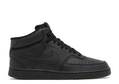 Court Vision Mid Next Nature 'Triple Black' - Nike - DN3577 003 - black/black/black | Flight Club Nike Mids, Court Vision, Flight Club, Military Base, Triple Black, Black Nike, The Court, First They Came, Black Nikes