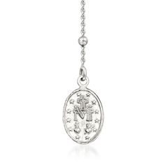 Ross-Simons - Italian Beaded Miraculous Medal Toggle Necklace in Silver. 20". Made in Italy, this beautiful symbol of faith features the visage of the Virgin Mary. Crafted in sterling silver, the rosary-style necklace features 2.5mm beads stationed along a cable chain, finishing with a toggle clasp in the front. Miraculous Medal toggle necklace. Rosary Style Necklace, Beautiful Symbols, Toggle Necklace, The Virgin Mary, Fine Jewelery, Miraculous Medal, Style Necklace, Toggle Clasp, Virgin Mary