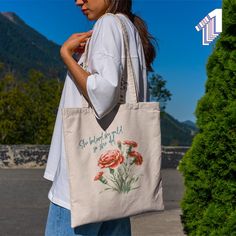 This 100% cotton bag comes in a single size of 15" x 16", perfect for your daily use. Our bags, which will showcase your combinations wonderfully with colors, are durable and will last for years. The bag features 20" handles (made from the same canvas) making it easy to carry even for a week of shopping. -100% cotton canvas -Available in natural and black colors -Heavy fabric (12 oz/yd² (406.9 g/m ⭐OUR RETURN AND EXCHANGE POLICY Our return or exchange policy only applies to the following situati Eco-friendly Floral Canvas Bag For Everyday Use, Casual Floral Print Canvas Bag, Casual Cotton Flower-shaped Bag, Everyday Beige Canvas Bag With Floral Print, Daily Use Cotton Bag With Floral Print, Daily Use Cotton Bags With Floral Print, Everyday Cotton Canvas Bag With Floral Print, Botanical Cotton Canvas Bag For Everyday Use, Botanical Cotton Canvas Bag For Daily Use