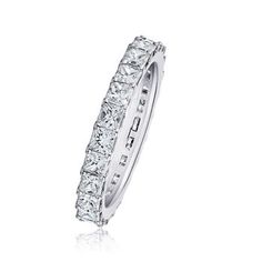 Ross-Simons - 3.20ct t. w. Princess-Cut Diamond Eternity Band Ring in 14kt White Gold. Size 8. Say "I do" with this sweet and sparkly eternity band. Lovely 3.20 ct. t. w. princess-cut diamonds dazzle all the way around the band. Set in polished 14kt white gold. 1/8" wide. Diamond wedding band. Diamond birthstones are the perfect gift for April birthdays. Asscher Cut Eternity Band With Diamond Accents, Elegant Radiant Cut Cubic Zirconia Eternity Band, Elegant Asscher Cut Diamond White Eternity Band, White Asscher Cut Elegant Eternity Band, Elegant Silver Eternity Band Radiant Cut, Elegant Silver Radiant Cut Eternity Band, Formal Asscher Cut Cubic Zirconia Eternity Band, Asscher Cut Cubic Zirconia Eternity Band For Formal Occasions, Elegant Asscher Cut Single Diamond Eternity Band